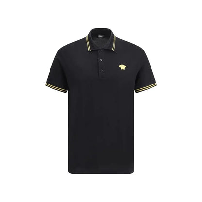 Sort Versace polo shirt sort med guldtrim og Medusa-logo