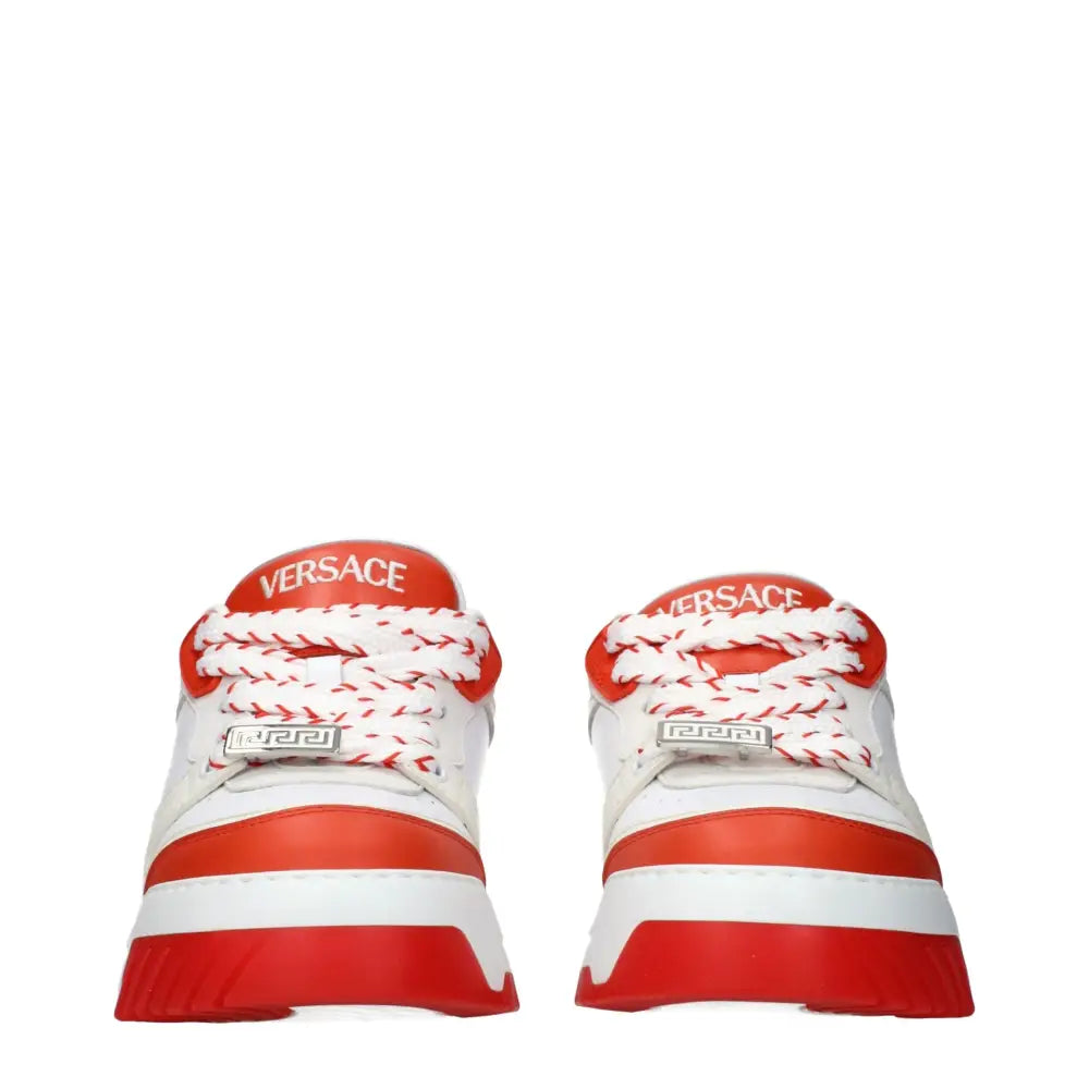 Versace white leather sneakers med outlet mærkevarer, 100% originale brands