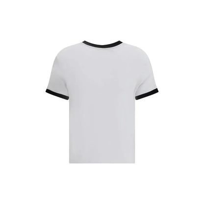 Versace hvid viscose t-shirt med sort trim ved hals og ærmer