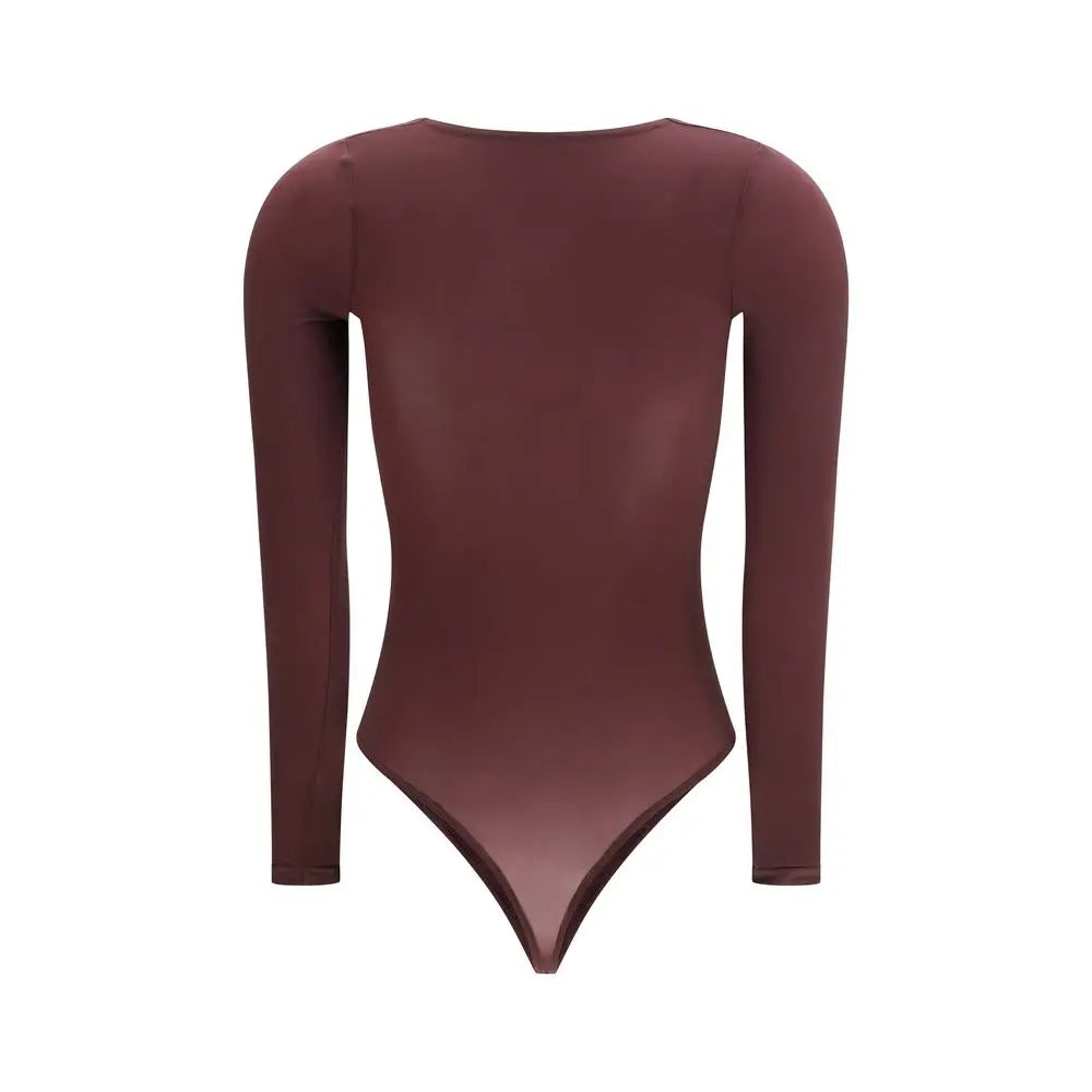 Sleek wolford multicolor polyamid top i burgundy med lange ærmer