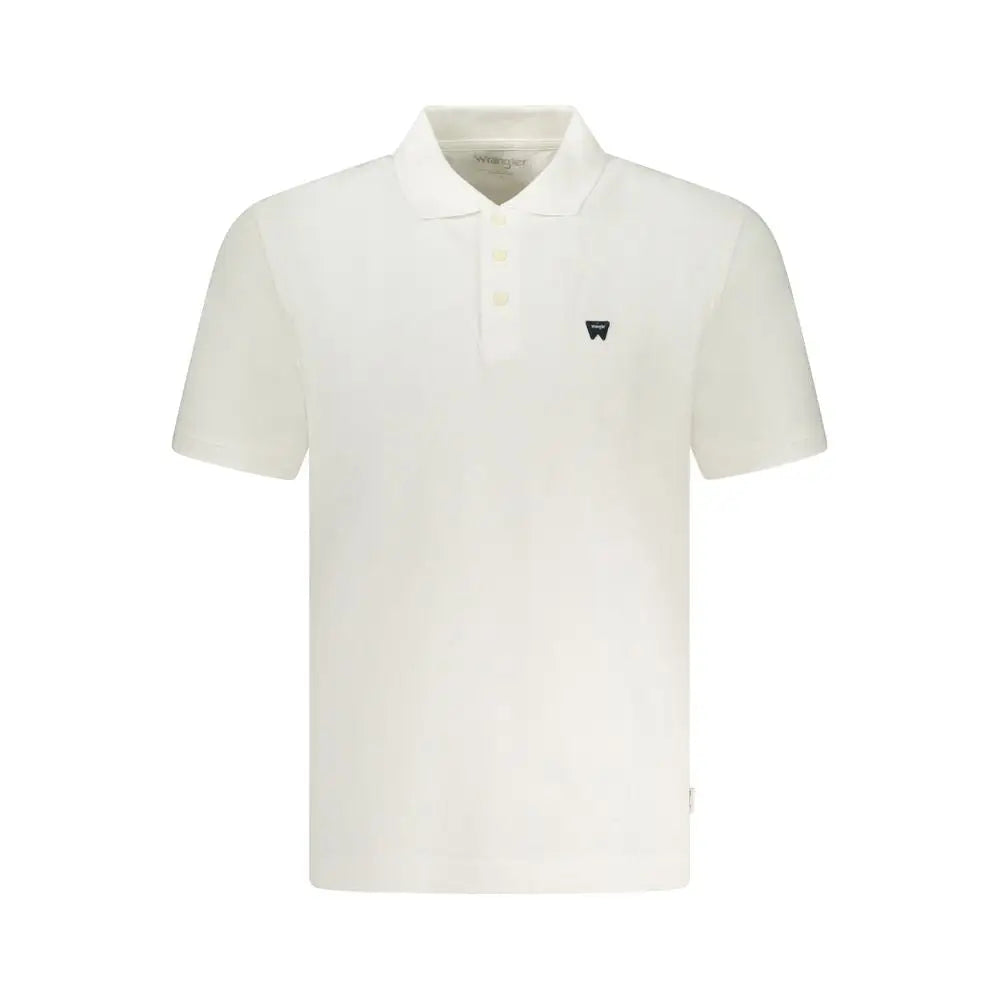 Wrangler white cotton polo shirt med sort logo på brystet