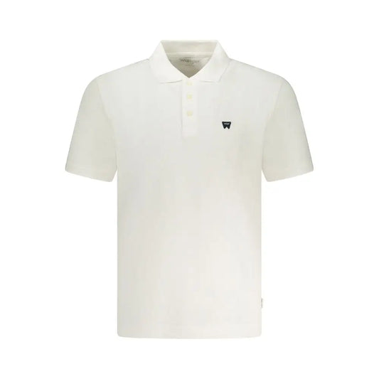 Wrangler white cotton polo shirt med sort logo på brystet